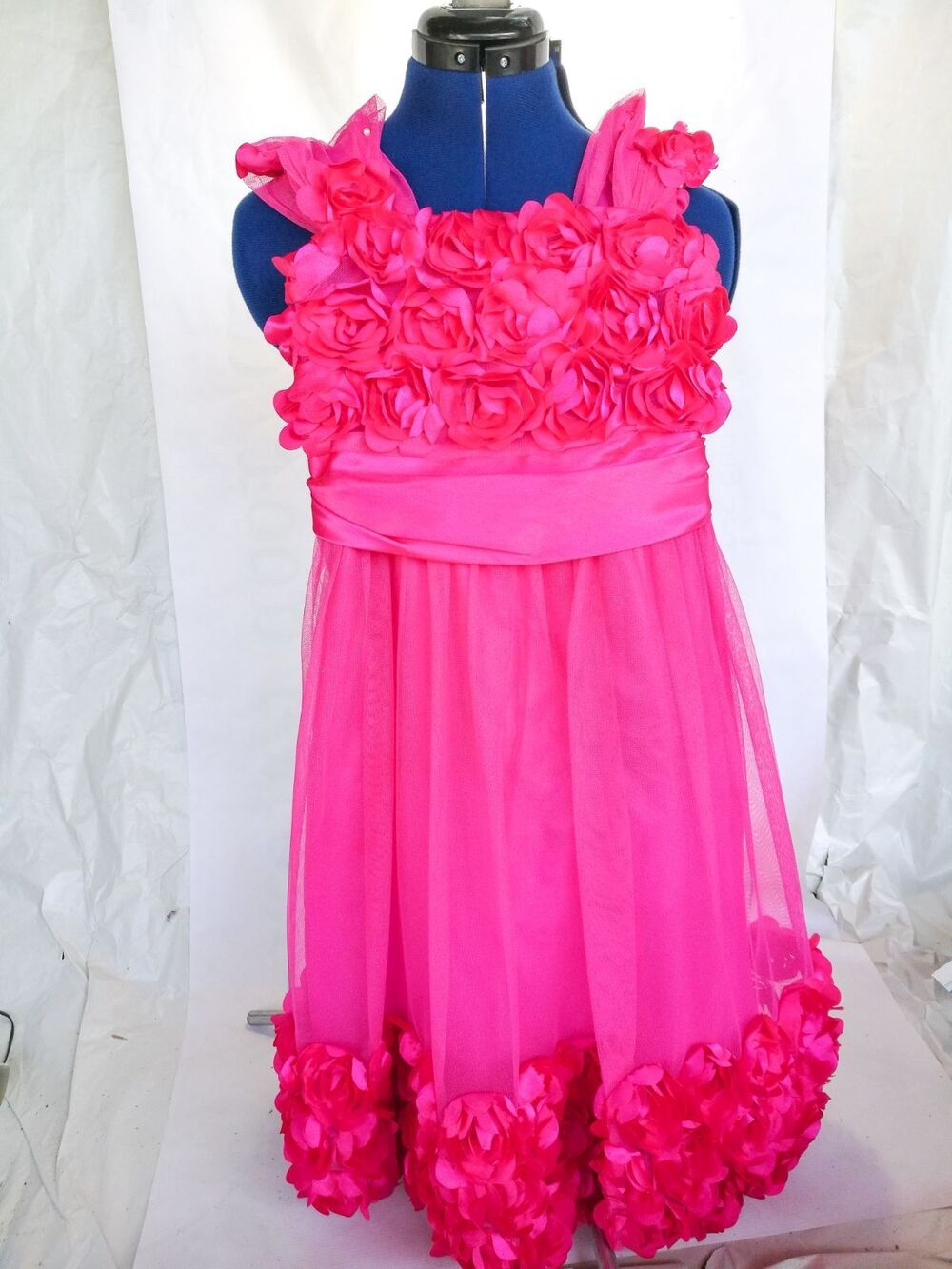 Kiki USA hot pink flowers dress 10 pageant